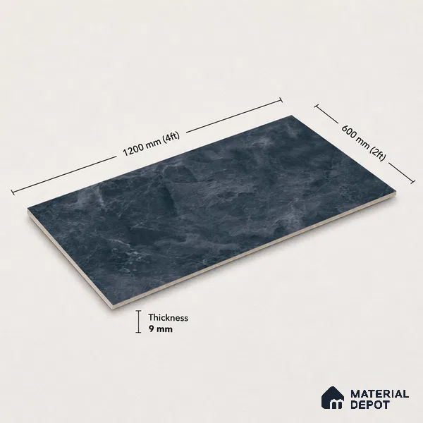 Marble Wall & Floor Tile TL 11041 Baltic Obsidian | 4 ft x 2 ft High Glossy Finish Vitrified Tile - 9 mm | 5 Random Design | Suitable For Living Room, Bedroom, Bathroom