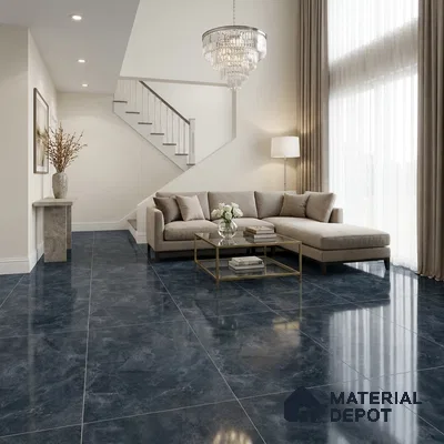 Marble Wall & Floor Tile TL 11041 Blue 4 ft x 2 ft High Gloss Finish Vitrified Tile - 9 mm | 5 Random Designs | Suitable For Living Room, Bedroom, Dining
