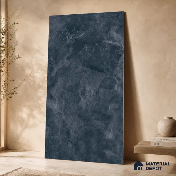Marble Wall & Floor Tile TL 11041 Baltic Obsidian | 4 ft x 2 ft High Glossy Finish Vitrified Tile - 9 mm | 5 Random Design | Suitable For Living Room, Bedroom, Bathroom
