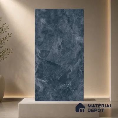 Marble Wall & Floor Tile TL 11041 Baltic Obsidian | 4 ft x 2 ft High Glossy Finish Vitrified Tile - 9 mm | 5 Random Design | Suitable For Living Room, Bedroom, Bathroom