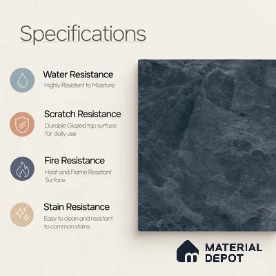 Marble Wall & Floor Tile TL 11041 Baltic Obsidian | 4 ft x 2 ft High Glossy Finish Vitrified Tile - 9 mm | 5 Random Design | Suitable For Living Room, Bedroom, Bathroom