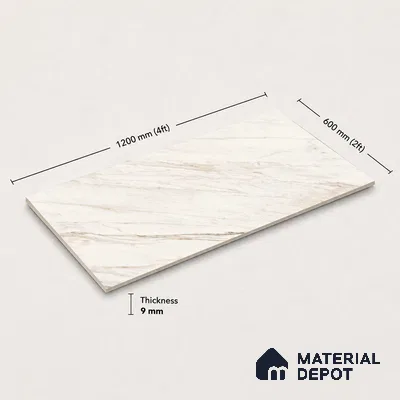 Marble Wall & Floor Tile TL 11044 Siena Veil | 4 ft x 2 ft Glossy Finish Vitrified Tile - 9 mm | 5 Random Design | Suitable For Living Room, Bedroom, Bathroom