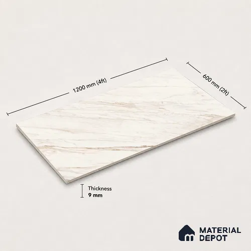 Marble Wall & Floor Tile TL 11044 Siena Veil | 4 ft x 2 ft Glossy Finish Vitrified Tile - 9 mm | 5 Random Design | Suitable For Living Room, Bedroom, Bathroom