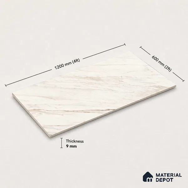 Marble Wall & Floor Tile TL 11044 Siena Veil | 4 ft x 2 ft Glossy Finish Vitrified Tile - 9 mm | 5 Random Design | Suitable For Living Room, Bedroom, Bathroom