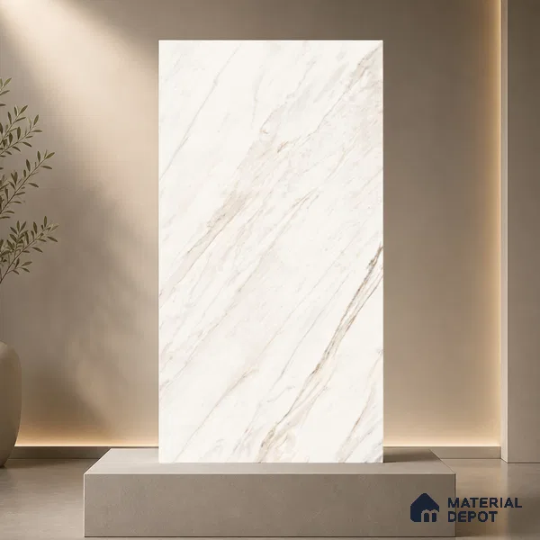Marble Wall & Floor Tile TL 11044 Siena Veil | 4 ft x 2 ft Glossy Finish Vitrified Tile - 9 mm | 5 Random Design | Suitable For Living Room, Bedroom, Bathroom