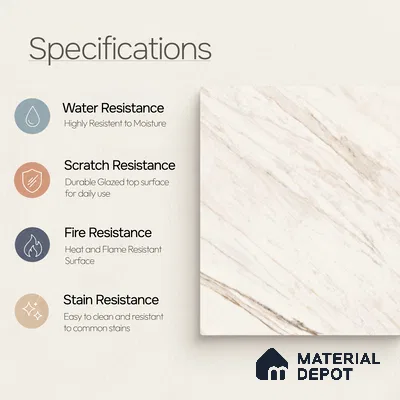Marble Wall & Floor Tile TL 11044 Siena Veil | 4 ft x 2 ft Glossy Finish Vitrified Tile - 9 mm | 5 Random Design | Suitable For Living Room, Bedroom, Bathroom