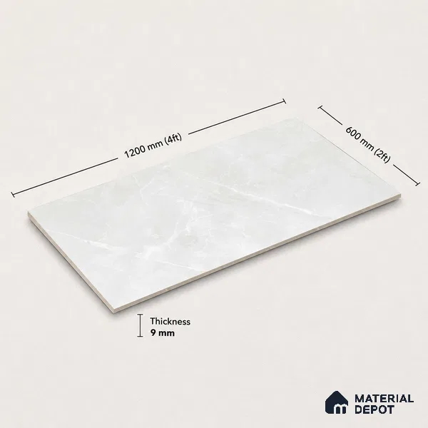 Marble Wall & Floor Tile TL 11045 Luna Veil | 4 ft x 2 ft Carving Finish Vitrified Tile - 9 mm | 5 Random Design | Suitable For Living Room, Bedroom, Bathroom