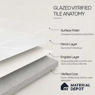 Marble Wall & Floor Tile TL 11045 Luna Veil | 4 ft x 2 ft Carving Finish Vitrified Tile - 9 mm | 5 Random Design | Suitable For Living Room, Bedroom, Bathroom