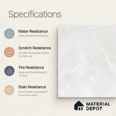 Marble Wall & Floor Tile TL 11045 Luna Veil | 4 ft x 2 ft Carving Finish Vitrified Tile - 9 mm | 5 Random Design | Suitable For Living Room, Bedroom, Bathroom
