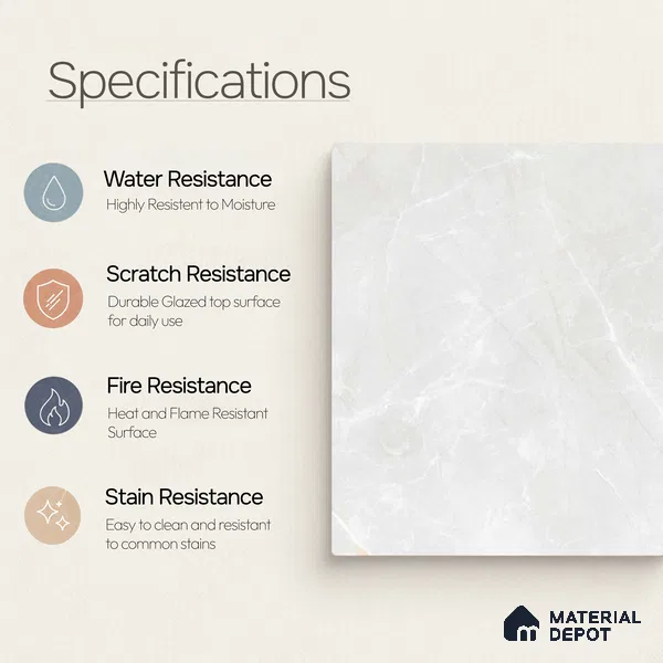 Marble Wall & Floor Tile TL 11045 Luna Veil | 4 ft x 2 ft Carving Finish Vitrified Tile - 9 mm | 5 Random Design | Suitable For Living Room, Bedroom, Bathroom