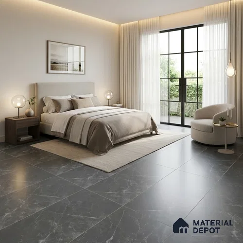 Marble Wall & Floor Tile TL 11046 Dark Grey 4 ft x 2 ft Matte Carving Finish Vitrified Tile - 9 mm | 5 Random Designs | Suitable For Living Room, Bedroom, Kitchen