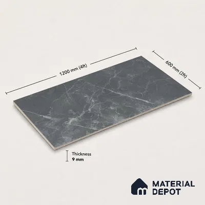 Marble Wall & Floor Tile TL 11046 Vesper Slate | 4 ft x 2 ft Carving Finish Vitrified Tile - 9 mm | 5 Random Design | Suitable For Living Room, Bedroom, Bathroom