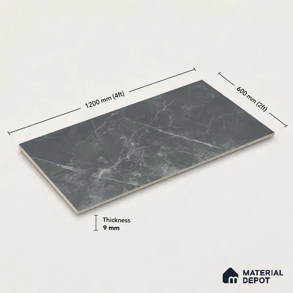 Marble Wall & Floor Tile TL 11046 Vesper Slate | 4 ft x 2 ft Carving Finish Vitrified Tile - 9 mm | 5 Random Design | Suitable For Living Room, Bedroom, Bathroom