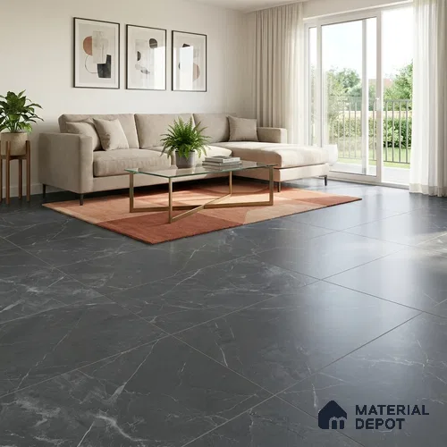 Marble Wall & Floor Tile TL 11046 Dark Grey 4 ft x 2 ft Matte Carving Finish Vitrified Tile - 9 mm | 5 Random Designs | Suitable For Living Room, Bedroom, Kitchen