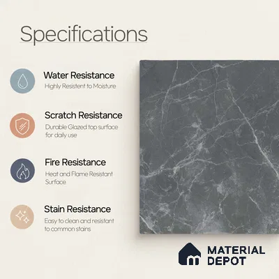 Marble Wall & Floor Tile TL 11046 Vesper Slate | 4 ft x 2 ft Carving Finish Vitrified Tile - 9 mm | 5 Random Design | Suitable For Living Room, Bedroom, Bathroom
