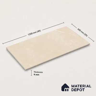 Marble Wall & Floor Tile TL 11047 Siena Alabaster | 4 ft x 2 ft Carving Finish Vitrified Tile - 9 mm | 5 Random Design | Suitable For Living Room, Bedroom, Bathroom