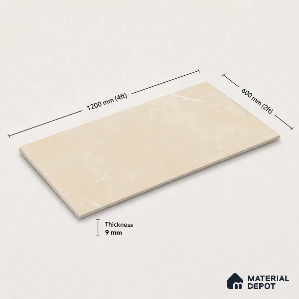 Marble Wall & Floor Tile TL 11047 Siena Alabaster | 4 ft x 2 ft Carving Finish Vitrified Tile - 9 mm | 5 Random Design | Suitable For Living Room, Bedroom, Bathroom