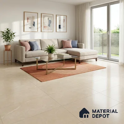 Marble Wall & Floor Tile TL 11047 Beige 4 ft x 2 ft Matte Carving Finish Vitrified Tile - 9 mm | 5 Random Designs | Suitable For Living Room, Bedroom, Kitchen
