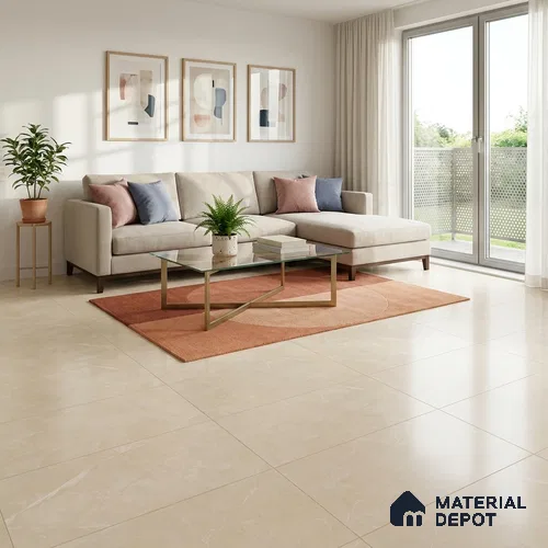 Marble Wall & Floor Tile TL 11047 Beige 4 ft x 2 ft Matte Carving Finish Vitrified Tile - 9 mm | 5 Random Designs | Suitable For Living Room, Bedroom, Kitchen