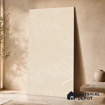 Marble Wall & Floor Tile TL 11047 Siena Alabaster | 4 ft x 2 ft Carving Finish Vitrified Tile - 9 mm | 5 Random Design | Suitable For Living Room, Bedroom, Bathroom