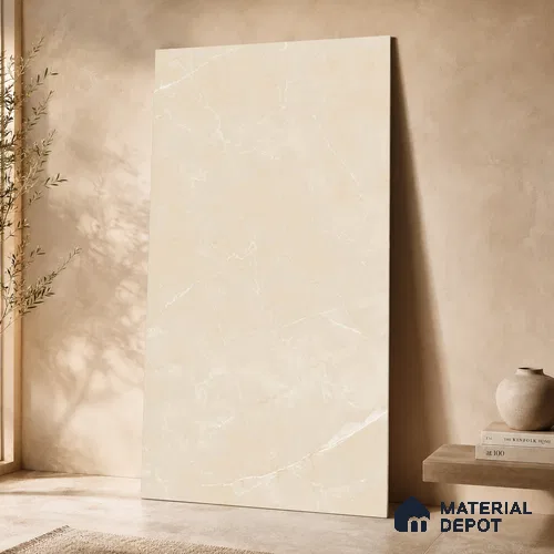 Marble Wall & Floor Tile TL 11047 Siena Alabaster | 4 ft x 2 ft Carving Finish Vitrified Tile - 9 mm | 5 Random Design | Suitable For Living Room, Bedroom, Bathroom