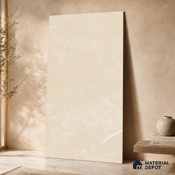 Marble Wall & Floor Tile TL 11047 Siena Alabaster | 4 ft x 2 ft Carving Finish Vitrified Tile - 9 mm | 5 Random Design | Suitable For Living Room, Bedroom, Bathroom