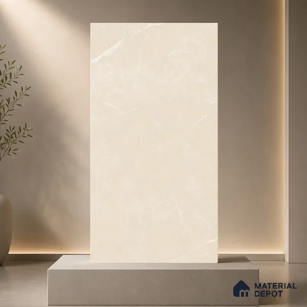 Marble Wall & Floor Tile TL 11047 Siena Alabaster | 4 ft x 2 ft Carving Finish Vitrified Tile - 9 mm | 5 Random Design | Suitable For Living Room, Bedroom, Bathroom