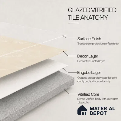 Marble Wall & Floor Tile TL 11047 Siena Alabaster | 4 ft x 2 ft Carving Finish Vitrified Tile - 9 mm | 5 Random Design | Suitable For Living Room, Bedroom, Bathroom