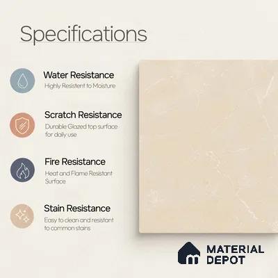 Marble Wall & Floor Tile TL 11047 Siena Alabaster | 4 ft x 2 ft Carving Finish Vitrified Tile - 9 mm | 5 Random Design | Suitable For Living Room, Bedroom, Bathroom