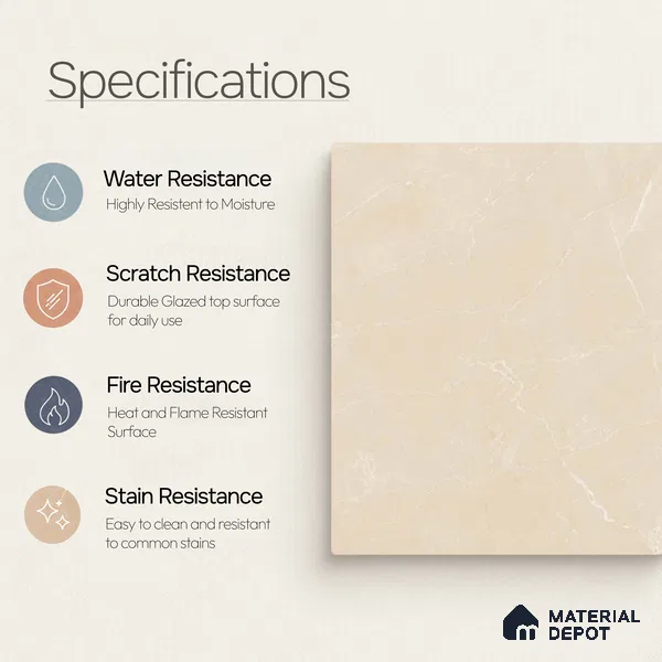 Marble Wall & Floor Tile TL 11047 Siena Alabaster | 4 ft x 2 ft Carving Finish Vitrified Tile - 9 mm | 5 Random Design | Suitable For Living Room, Bedroom, Bathroom