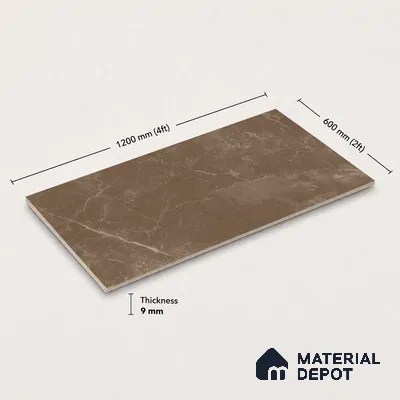 Marble Wall & Floor Tile TL 11048 Umber Cascade | 4 ft x 2 ft Carving Finish Vitrified Tile - 9 mm | 5 Random Design | Suitable For Living Room, Bedroom, Bathroom