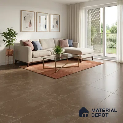 Marble Wall & Floor Tile TL 11048 Brown 4 ft x 2 ft Matte Carving Finish Vitrified Tile - 9 mm | 5 Random Designs | Suitable For Living Room, Bedroom, Kitchen