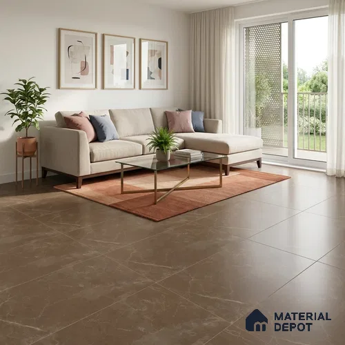 Marble Wall & Floor Tile TL 11048 Brown 4 ft x 2 ft Matte Carving Finish Vitrified Tile - 9 mm | 5 Random Designs | Suitable For Living Room, Bedroom, Kitchen