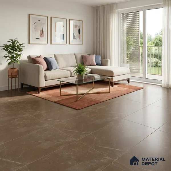 Marble Wall & Floor Tile TL 11048 Brown 4 ft x 2 ft Matte Carving Finish Vitrified Tile - 9 mm | 5 Random Designs | Suitable For Living Room, Bedroom, Kitchen