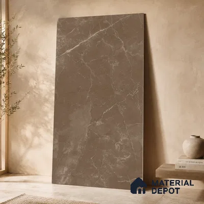 Marble Wall & Floor Tile TL 11048 Umber Cascade | 4 ft x 2 ft Carving Finish Vitrified Tile - 9 mm | 5 Random Design | Suitable For Living Room, Bedroom, Bathroom
