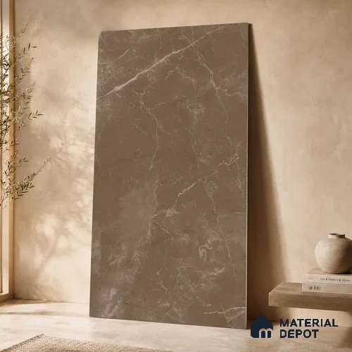 Marble Wall & Floor Tile TL 11048 Umber Cascade | 4 ft x 2 ft Carving Finish Vitrified Tile - 9 mm | 5 Random Design | Suitable For Living Room, Bedroom, Bathroom
