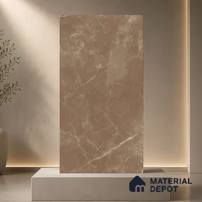 Marble Wall & Floor Tile TL 11048 Umber Cascade | 4 ft x 2 ft Carving Finish Vitrified Tile - 9 mm | 5 Random Design | Suitable For Living Room, Bedroom, Bathroom