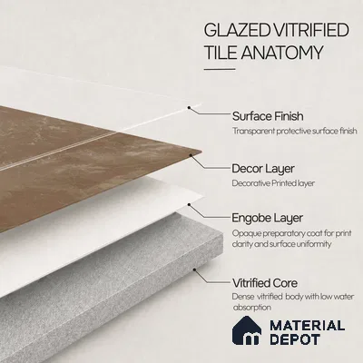 Marble Wall & Floor Tile TL 11048 Umber Cascade | 4 ft x 2 ft Carving Finish Vitrified Tile - 9 mm | 5 Random Design | Suitable For Living Room, Bedroom, Bathroom