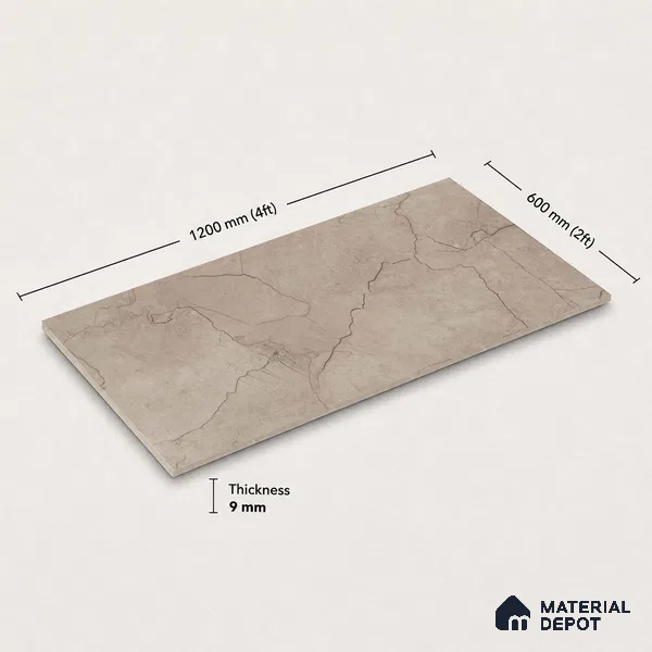 Marble Wall & Floor Tile TL 11049 Umber Rift | 4 ft x 2 ft Carving Finish Vitrified Tile - 9 mm | 6 Random Design | Suitable For Living Room, Bedroom, Bathroom