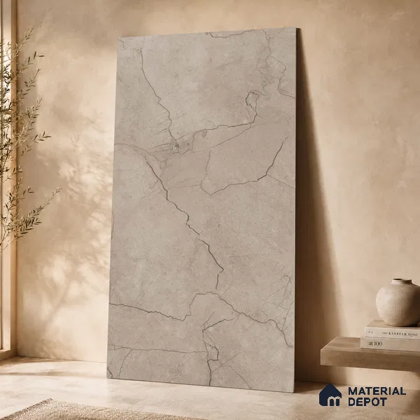 Marble Wall & Floor Tile TL 11049 Umber Rift | 4 ft x 2 ft Carving Finish Vitrified Tile - 9 mm | 6 Random Design | Suitable For Living Room, Bedroom, Bathroom