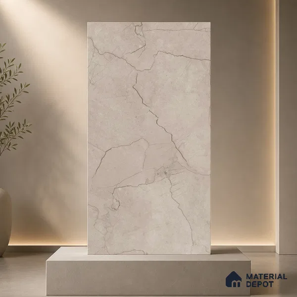 Marble Wall & Floor Tile TL 11049 Umber Rift | 4 ft x 2 ft Carving Finish Vitrified Tile - 9 mm | 6 Random Design | Suitable For Living Room, Bedroom, Bathroom