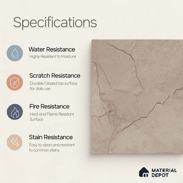 Marble Wall & Floor Tile TL 11049 Umber Rift | 4 ft x 2 ft Carving Finish Vitrified Tile - 9 mm | 6 Random Design | Suitable For Living Room, Bedroom, Bathroom