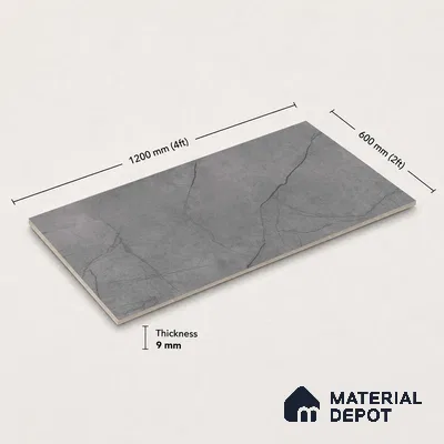 Marble Floor & Wall Tile TL 11050 Graphite Rift | 4 ft x 2 ft Carving Finish Vitrified Tile - 9 mm | 6 Random Design | Suitable For Living Room, Bedroom, Bathroom