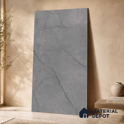 Marble Floor & Wall Tile TL 11050 Graphite Rift | 4 ft x 2 ft Carving Finish Vitrified Tile - 9 mm | 6 Random Design | Suitable For Living Room, Bedroom, Bathroom