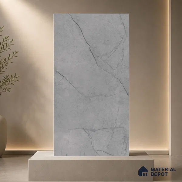 Marble Floor & Wall Tile TL 11050 Graphite Rift | 4 ft x 2 ft Carving Finish Vitrified Tile - 9 mm | 6 Random Design | Suitable For Living Room, Bedroom, Bathroom