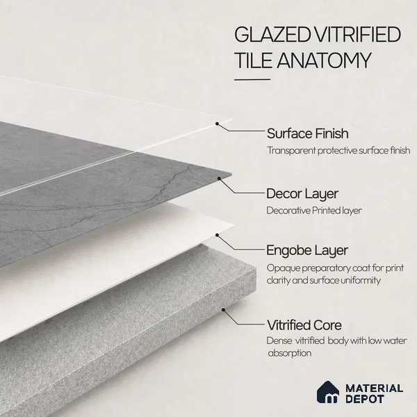 Marble Floor & Wall Tile TL 11050 Graphite Rift | 4 ft x 2 ft Carving Finish Vitrified Tile - 9 mm | 6 Random Design | Suitable For Living Room, Bedroom, Bathroom