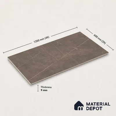 Marble Floor & Wall Tile TL 11053 Umber Strata | 4 ft x 2 ft Carving Finish Vitrified Tile - 9 mm | 6 Random Design | Suitable For Living Room, Bedroom, Bathroom