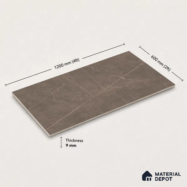 Marble Floor & Wall Tile TL 11053 Umber Strata | 4 ft x 2 ft Carving Finish Vitrified Tile - 9 mm | 6 Random Design | Suitable For Living Room, Bedroom, Bathroom