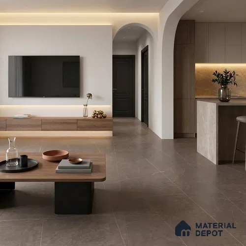 Marble Wall & Floor Tile TL 11053 Brown 4 ft x 2 ft Matte Carving Finish Vitrified Tile - 9 mm | 6 Random Designs | Suitable For Living Room, Bedroom, Kitchen