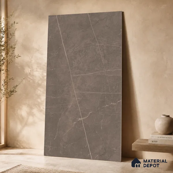 Marble Floor & Wall Tile TL 11053 Umber Strata | 4 ft x 2 ft Carving Finish Vitrified Tile - 9 mm | 6 Random Design | Suitable For Living Room, Bedroom, Bathroom